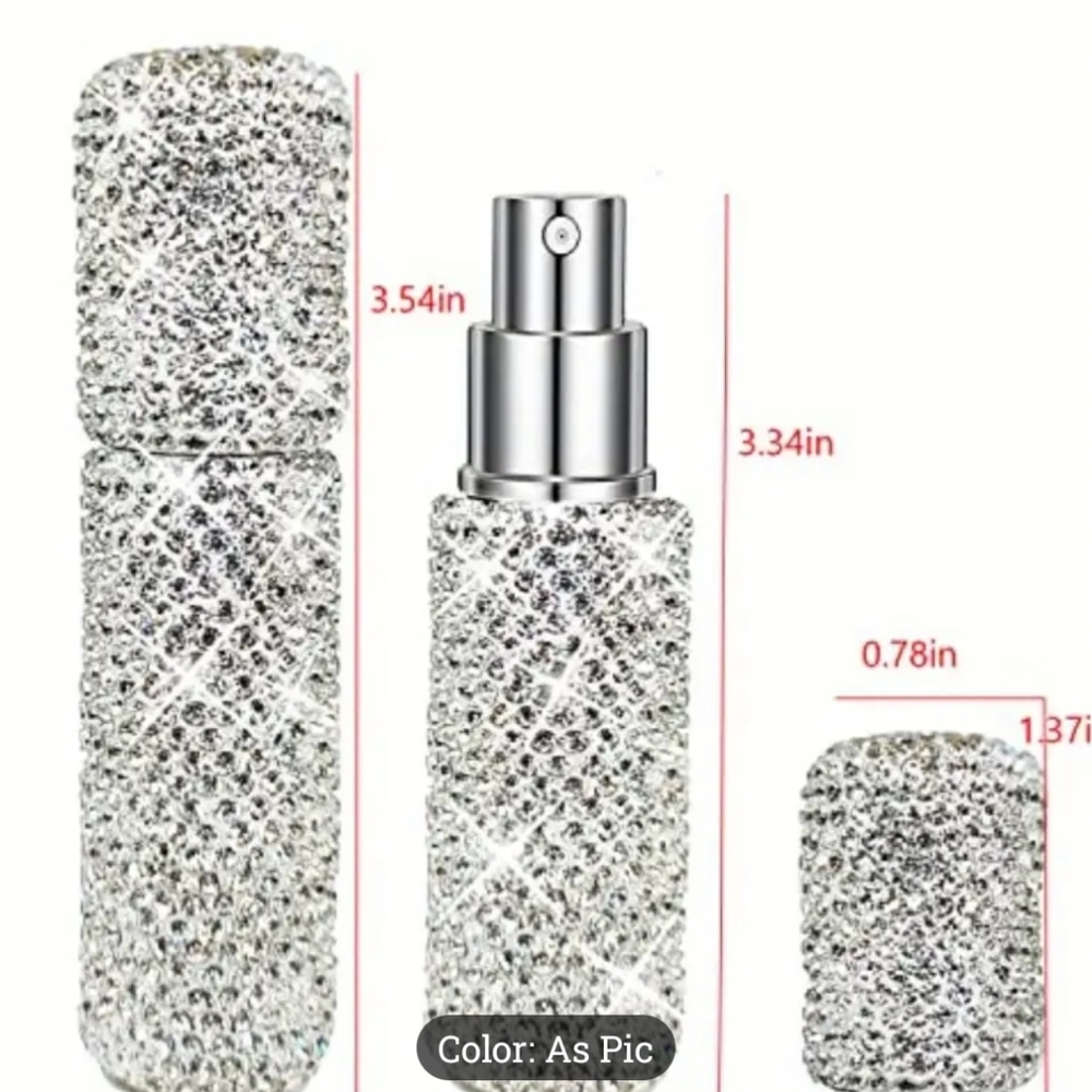 Elegant Silver Glitter Atomizer Spray Bottle